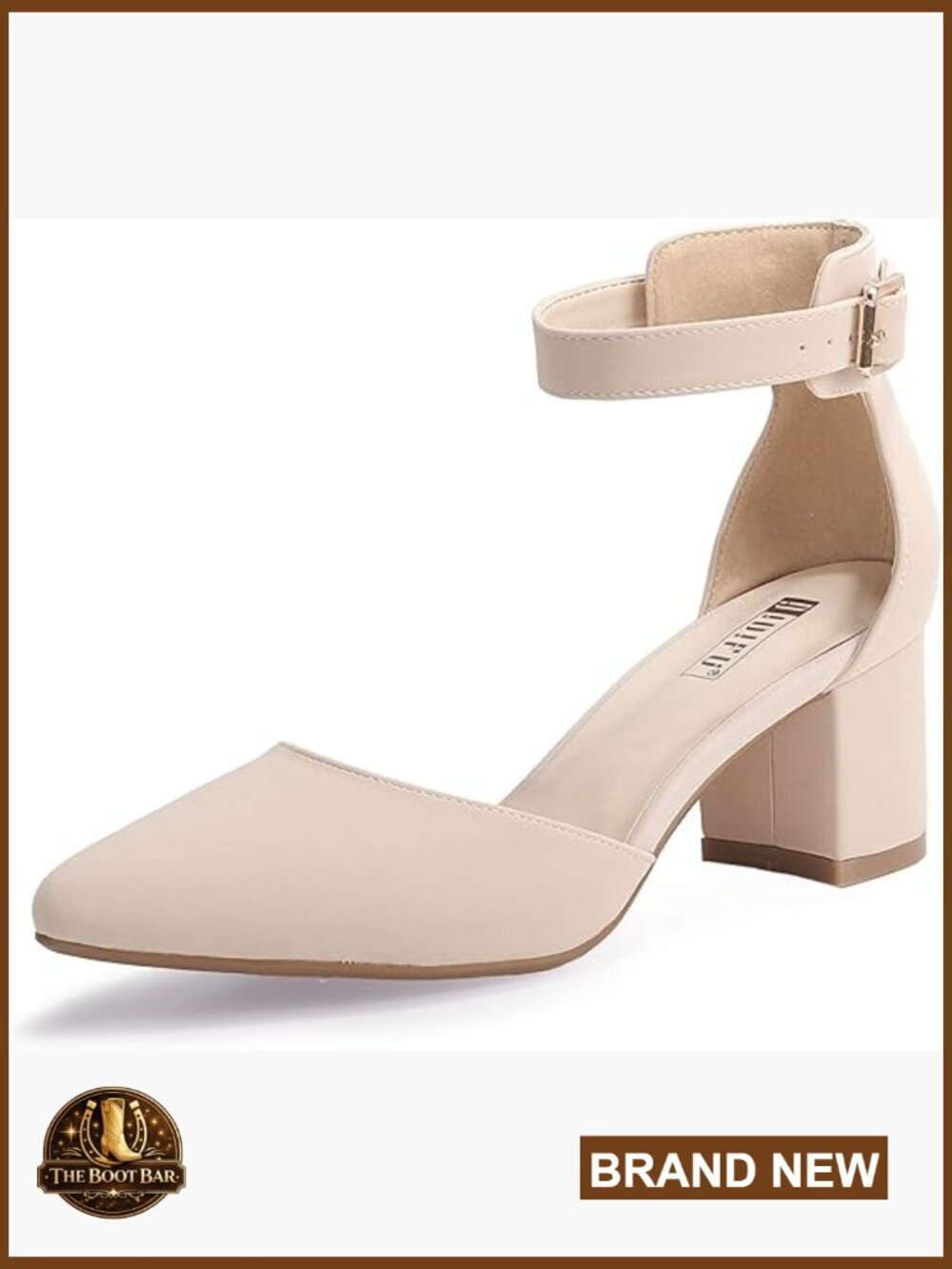 Low Block Heel Chunky Closed Toe Ankle Strap Wedding Pumps
